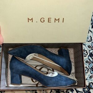 M. Gemi Dolcetto Navy Blue Suede Low Pumps 38/8